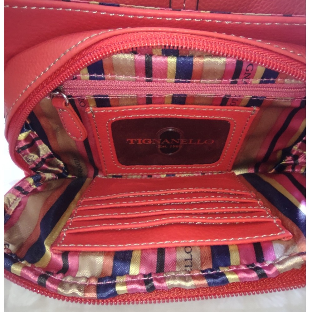 Tignanello Poppy Red Leather Flap Crossbody Convertible Bag T79940 NEW - Picture 4 of 11